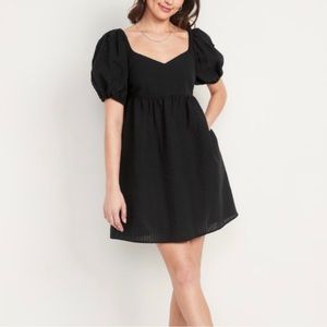 Old Navy Black Puff Sleeve Dress Size Large